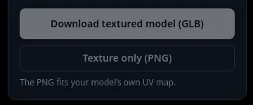 The Download box with Download textured model (GLB) and Texture only (PNG)