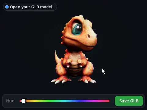 GLB Texture Editor: how it works, Before: as opened to After: edited textures