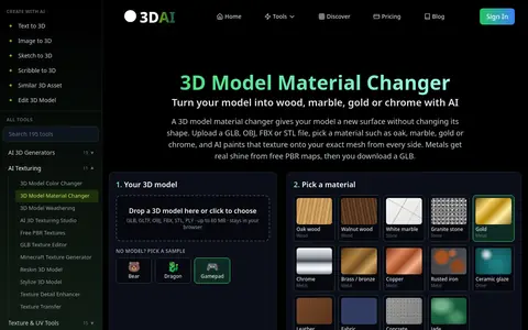 3D Model Material Changer page