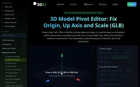 3D Model Pivot Editor page