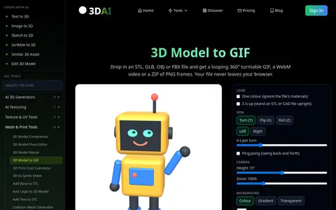 3D Model to GIF page