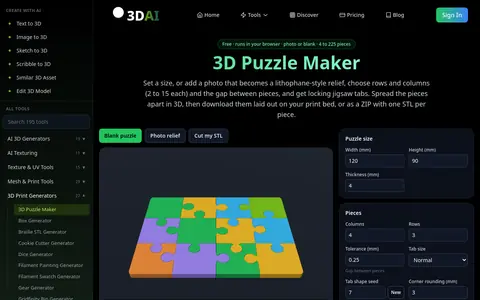 3D Puzzle Maker page