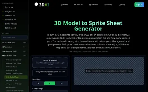 3D to Sprite Sheet page