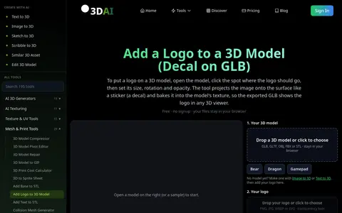 Add Logo to 3D Model page