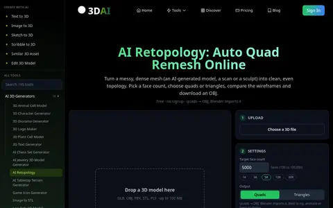 AI Retopology page