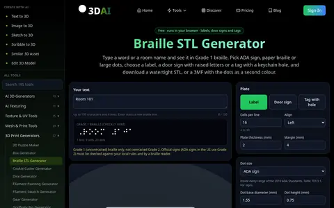 Braille STL Generator page