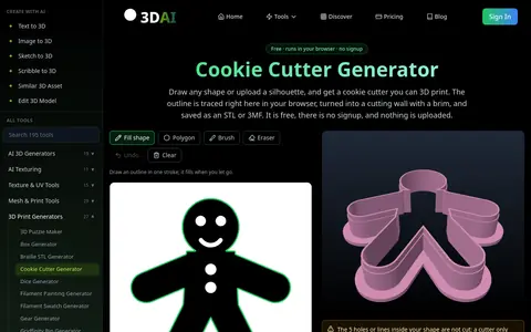 Cookie Cutter Generator page