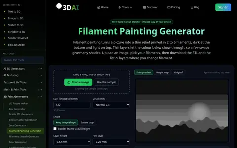 Filament Painting Generator page