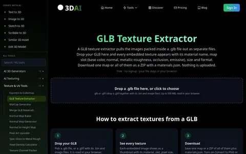 GLB Texture Extractor page