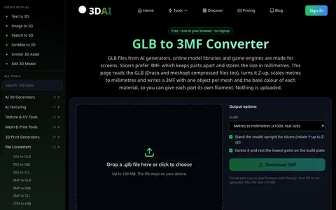 GLB to 3MF page