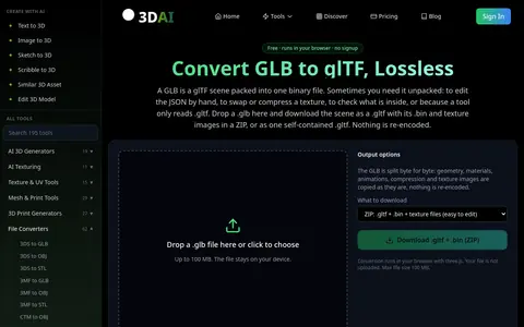 GLB to GLTF page