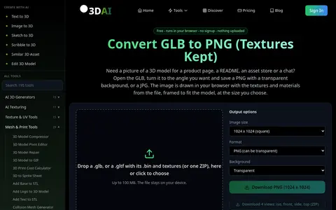GLB to PNG page