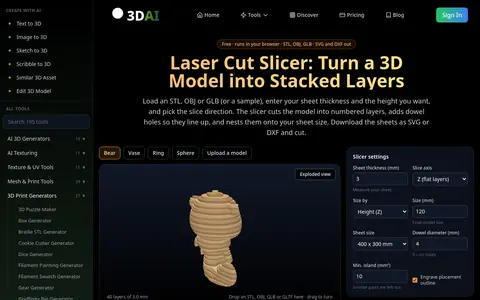 Laser Cut Slicer page