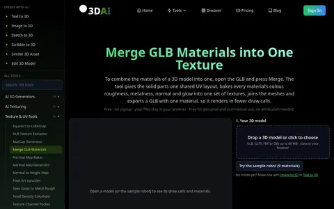 Merge GLB Materials page