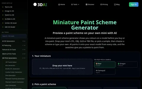 Miniature Paint Scheme Generator page
