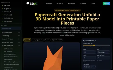 Papercraft Generator page