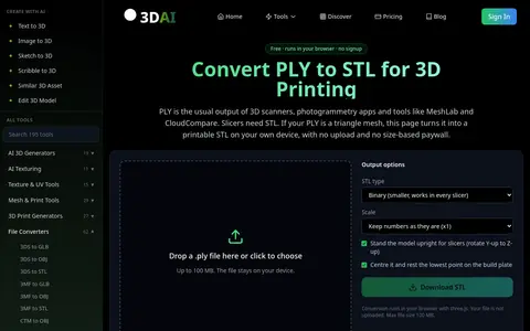 PLY to STL page
