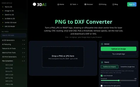 PNG to DXF page