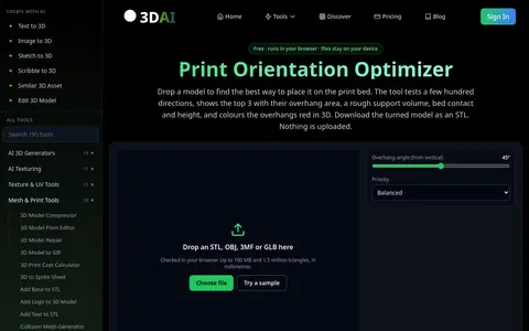 Print Orientation Optimizer page
