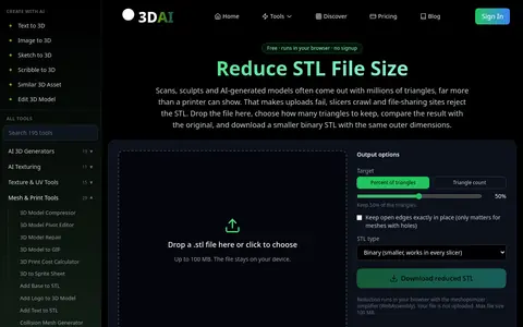 Reduce STL File Size page