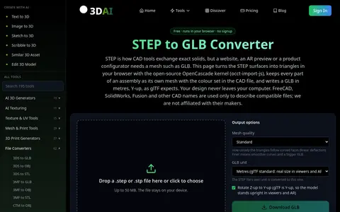 STEP to GLB page