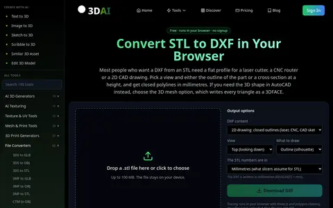 STL to DXF page