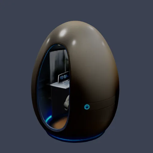 Egg chair with a built-in screen, 3D model made from a photo