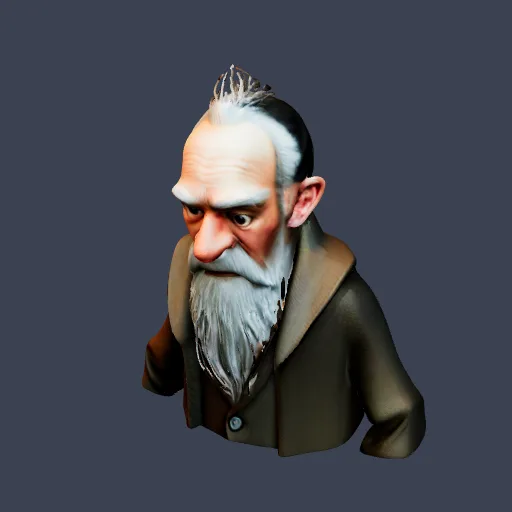 Old man with a beard, 3D model made from a text prompt