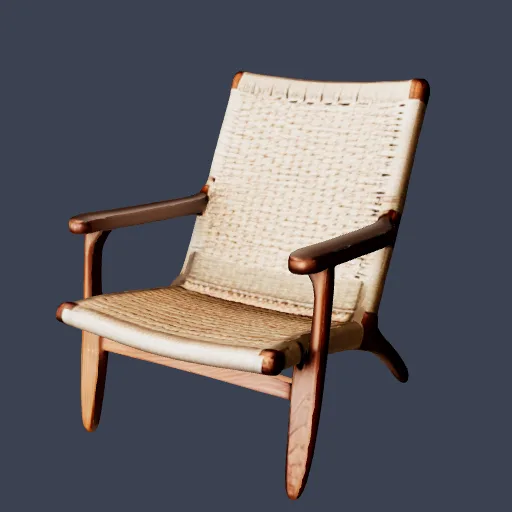Woven lounge chair, 3D model made from a photo