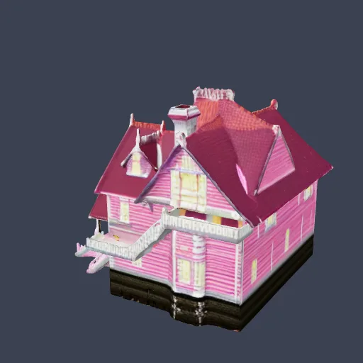 Pink and purple house, 3D model made from a photo