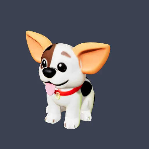 Cute dog with floppy ears, 3D model made from a text prompt