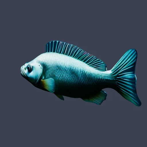 Blue tropical fish, 3D model made from a text prompt