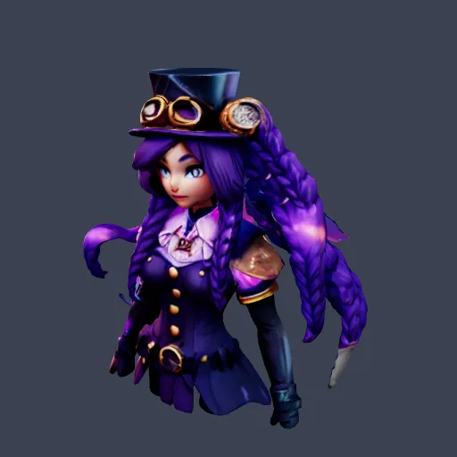 Purple-haired cartoon girl, 3D model made from a text prompt